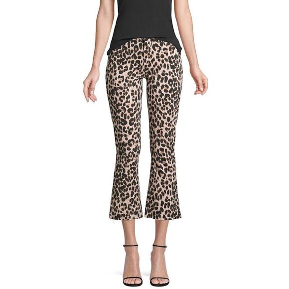 PAIGE Colette Flared Leopard-Print Cropped Jeans - Picture 1 of 6